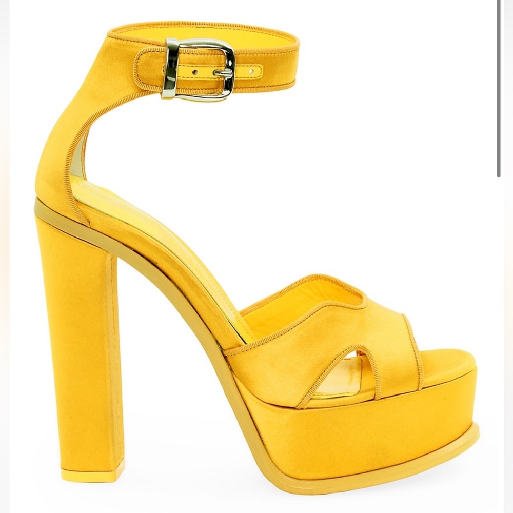 Alexander McQueen Satin Platform Ankle Strap Sandal
